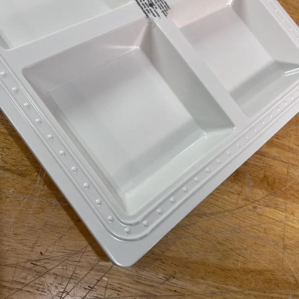 Nora Fleming White Melamine 4 Section Square Pearl Platter Serving Dish 13
